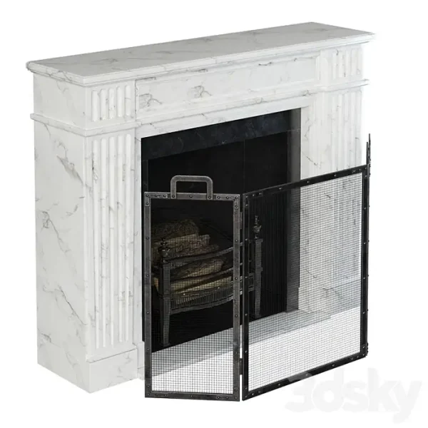 3DSky - Classic Fireplace White Marble - Image 3