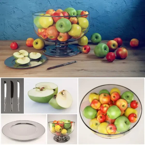 3DSky - Apple Set with Durban Centerpiece Bowl and Durant Beaded Charger