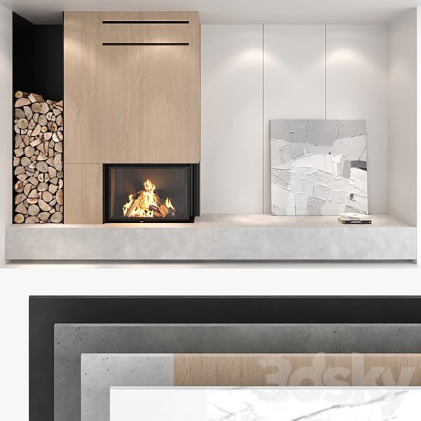 3DSky - Decorative Wall with Fireplace Set 01 - Image 3