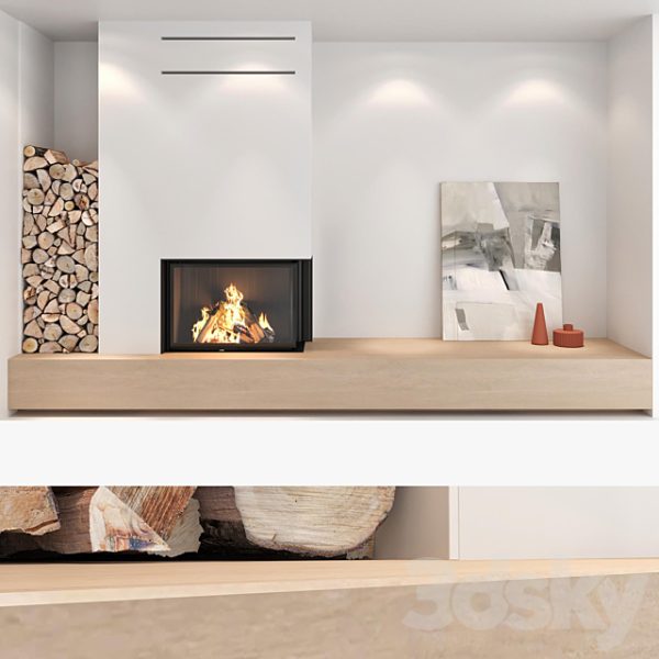 3DSky - Decorative Wall with Fireplace Set 01