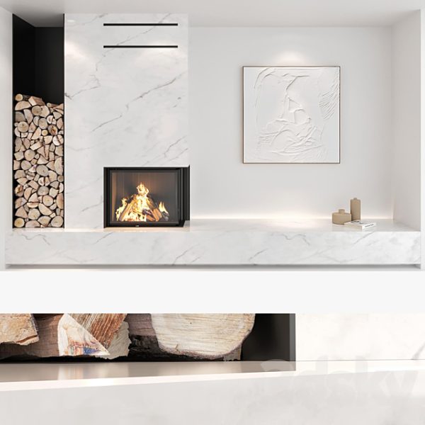 3DSky - Decorative Wall with Fireplace Set 01 - Image 2