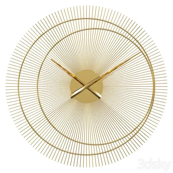 3DSky - Gold Metal Clock D60cm Wall Clock Dubai