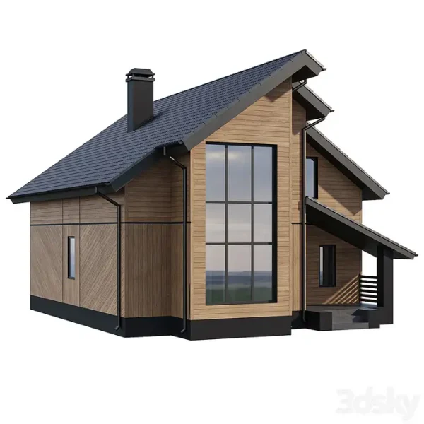 3DSky - Two Storey Wooden House With A Complex Pitched Roof - Image 3