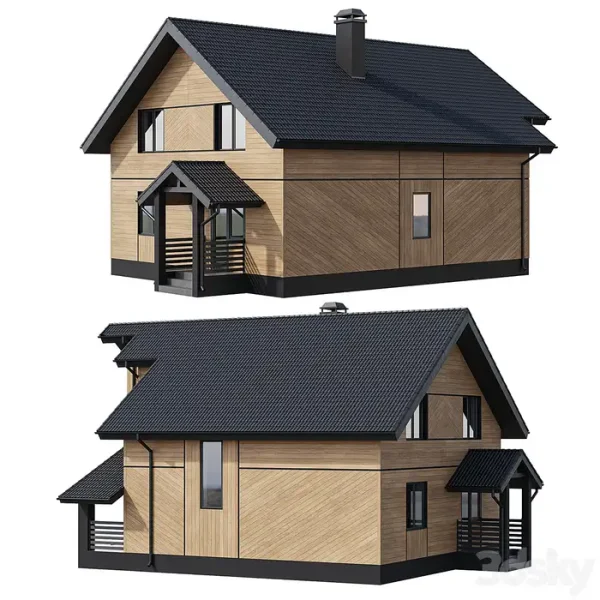 3DSky - Two Storey Wooden House With A Complex Pitched Roof - Image 4