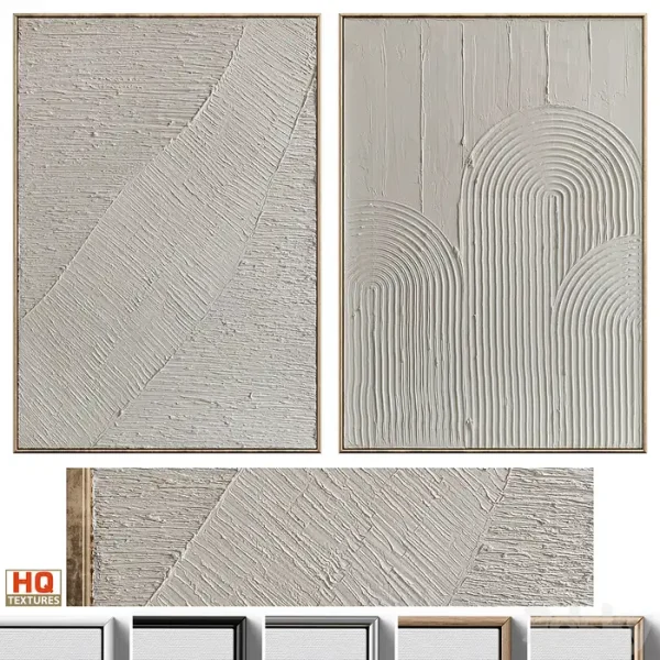 3DSky - Mid Century Beige Textural Plaster Wall Art C 460