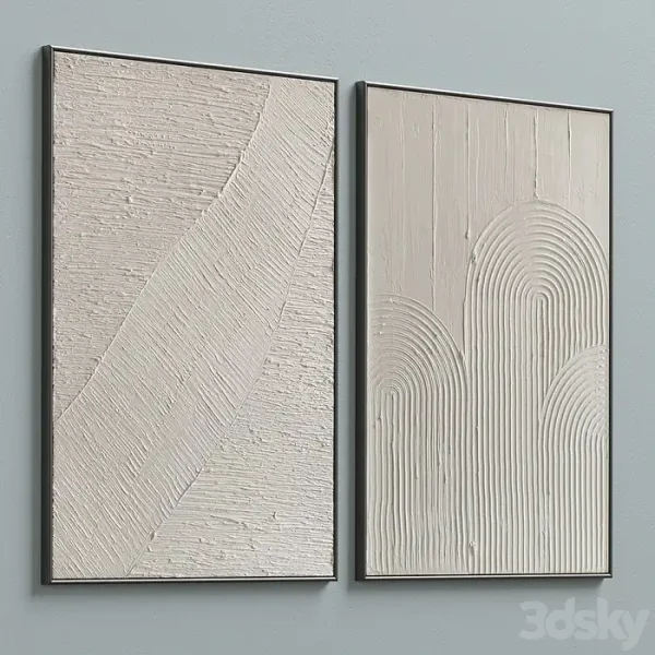 3DSky - Mid Century Beige Textural Plaster Wall Art C 460 - Image 4
