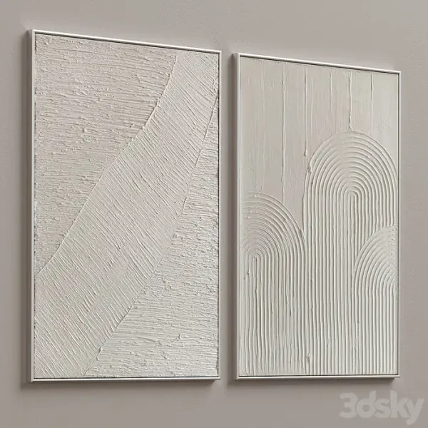 3DSky - Mid Century Beige Textural Plaster Wall Art C 460 - Image 5