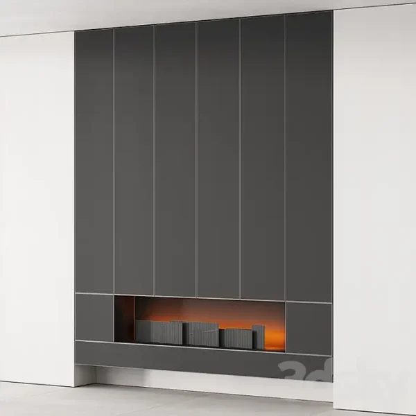 3DSky - 160 Fireplace Decorative Wall Kit 06 Minimal Wood Metal 00 - Image 5