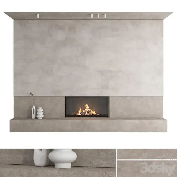 3DSky - Decorative Wall with Fireplace Set 27