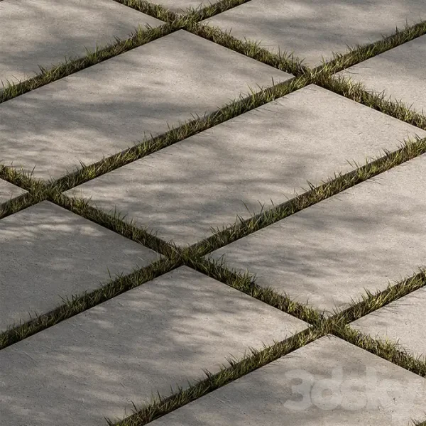 3DSky - Concrete Slab with Grass Paving 03