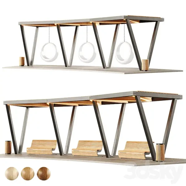 3DSky - Pergola with Swings Benches 2