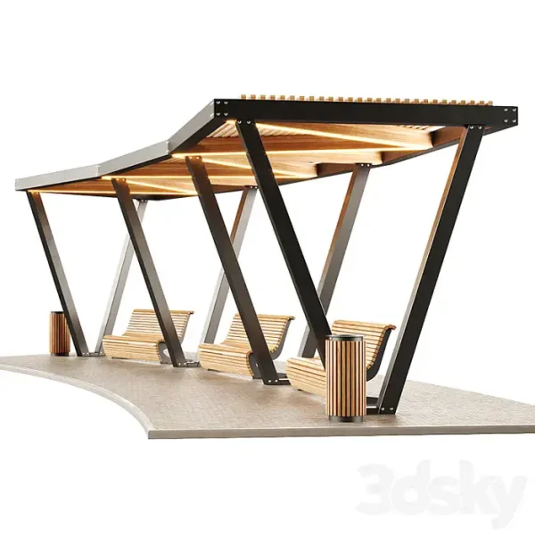 3DSky - Pergola with Swings Benches 2 - Image 3