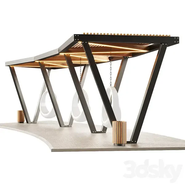 3DSky - Pergola with Swings Benches 2 - Image 4