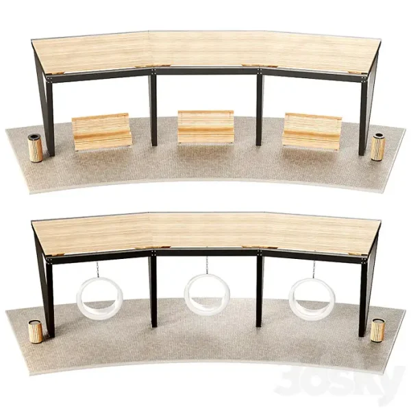 3DSky - Pergola with Swings Benches 2 - Image 5