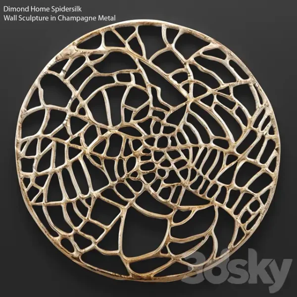 3DSky - Spidersilk Wall Sculpture in Champagne Metal