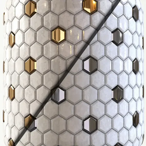 3DSky - Steel and Marble Mix Tile 002 - Image 3
