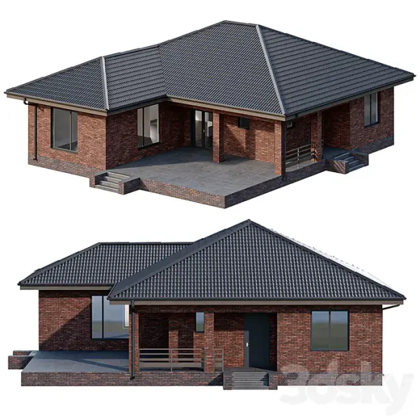 3DSky - One Story Brick House with a Terrace