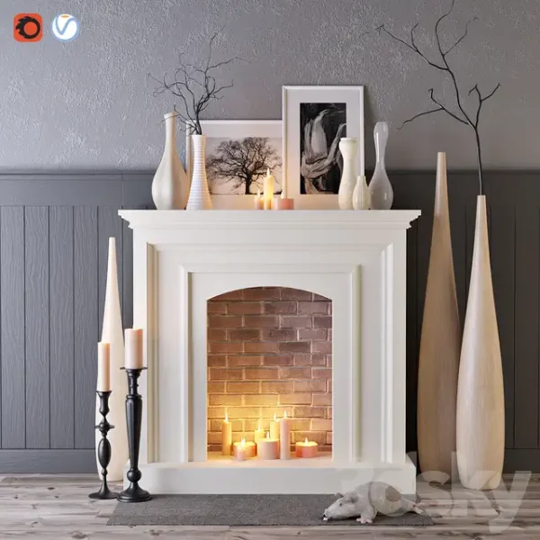 3DSky - Decorative Fireplace with Candles