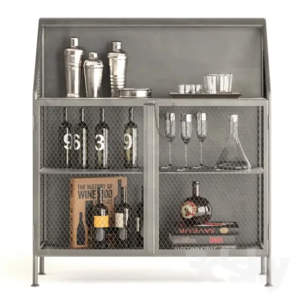 3DSky - Bar Vintage French Factory Bar Cart