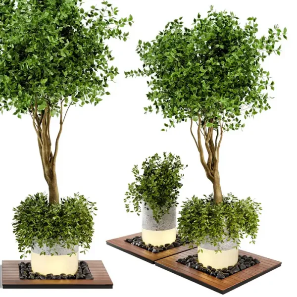 3DSky - Outdoor Plants Bush & Tree Combination of Wood