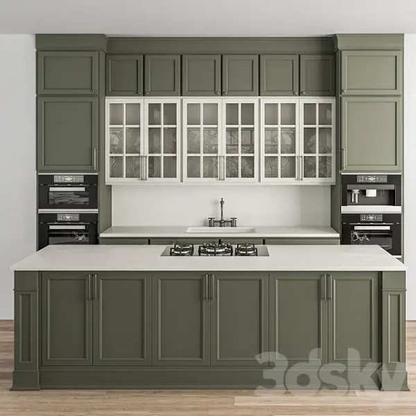 3DSky - Kitchen Neo Classic Green and White Set 36