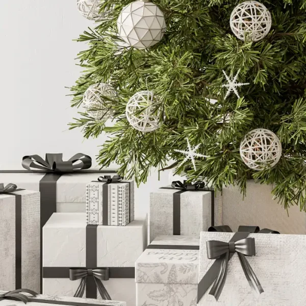 3DSky - Christmas Decoration 23 Christmas White And Green Tree With Gift - Image 2