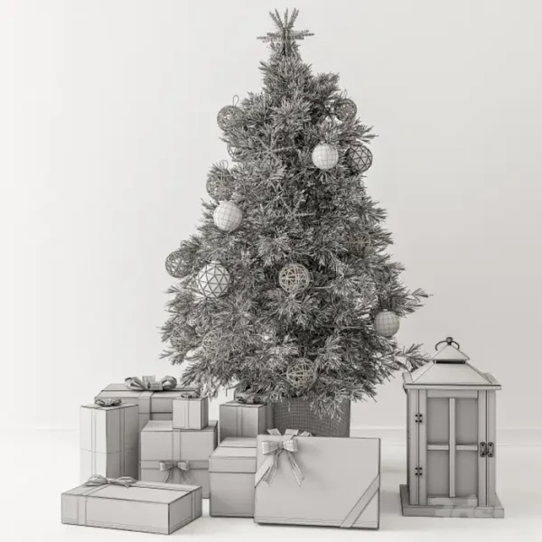 3DSky - Christmas Decoration 23 Christmas White And Green Tree With Gift - Image 4