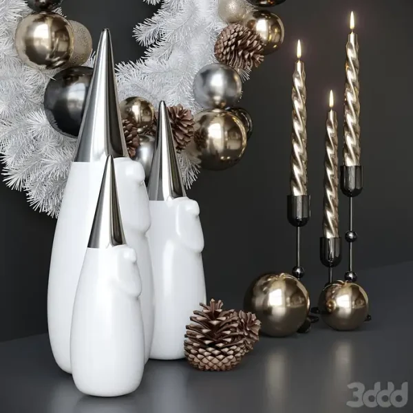 3DSky - Christmas Decor with Candles and Wreath - Image 2