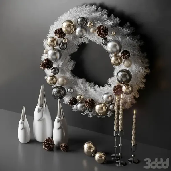 3DSky - Christmas Decor with Candles and Wreath - Image 3